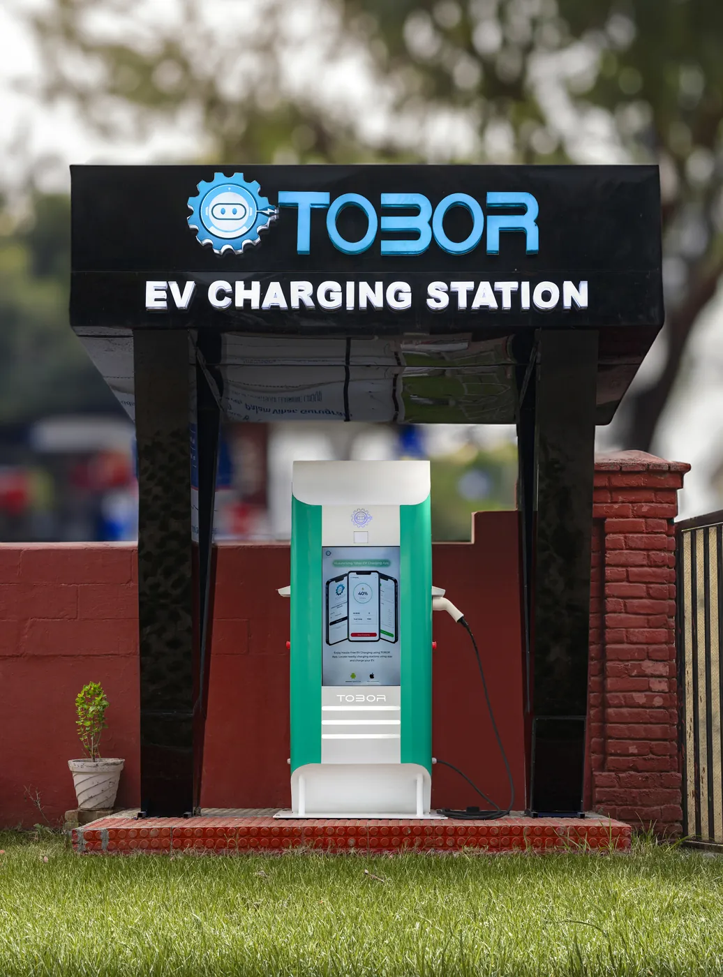 TOBOR-branded public EV charging station — Public station