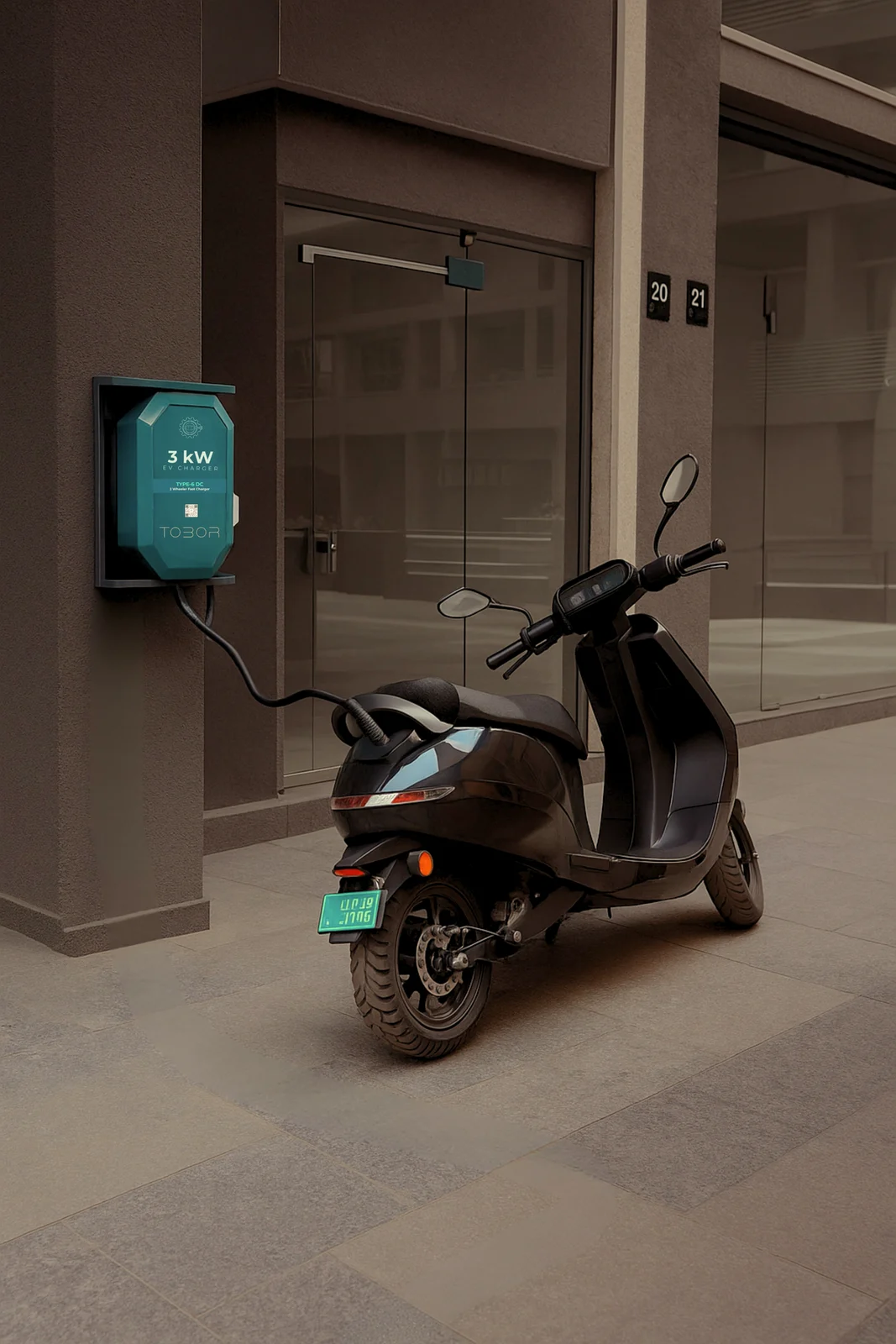 TOBOR 3 kW Type 6 DC charger — brochure product visual